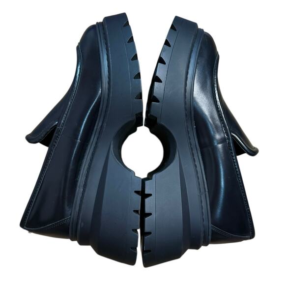 Michael Kors Womens Shoes Size 8 Shiloh Leather Loafer Black Chunky Platform - Picture 11 of 13